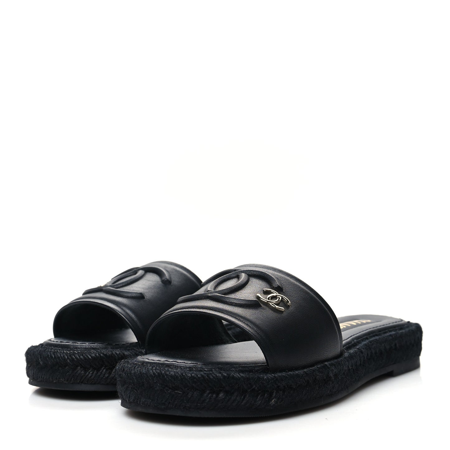 Lambskin Espadrille Mule Sandals 36 Black