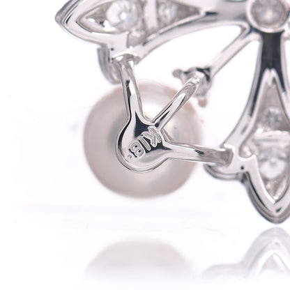 Mikimoto 18K White Gold Diamond Akoya Pearl 6mm Wreath Pendant 3 of 4