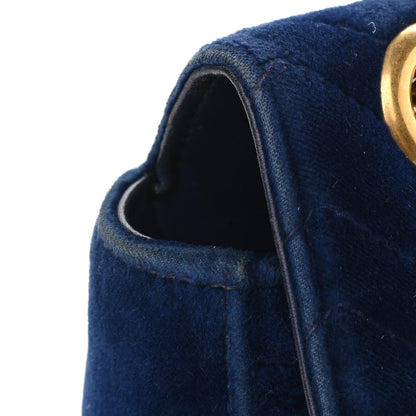 Gucci Velvet Matelasse Small GG Marmont Shoulder Bag Cobalt Blue 17 of 20