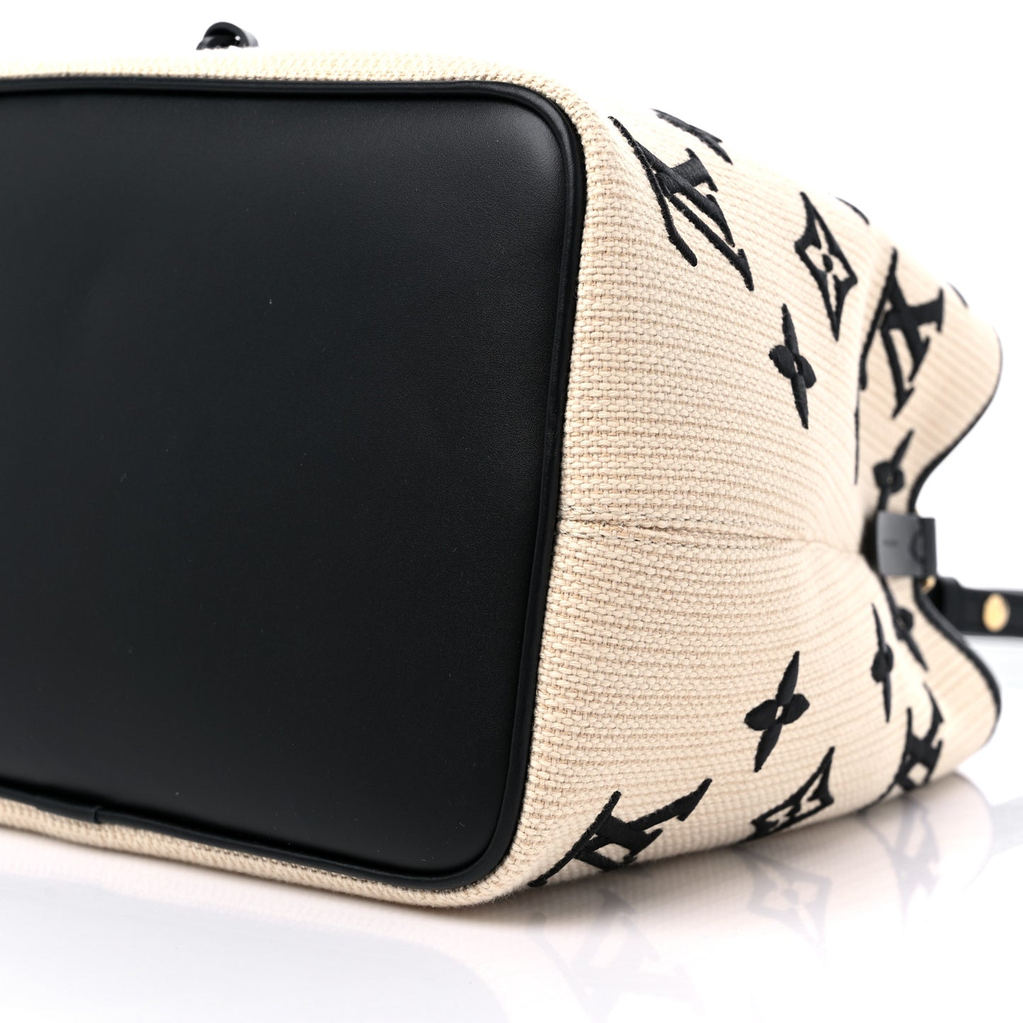 Cotton Monogram Embroidered Neonoe MM Beige Black