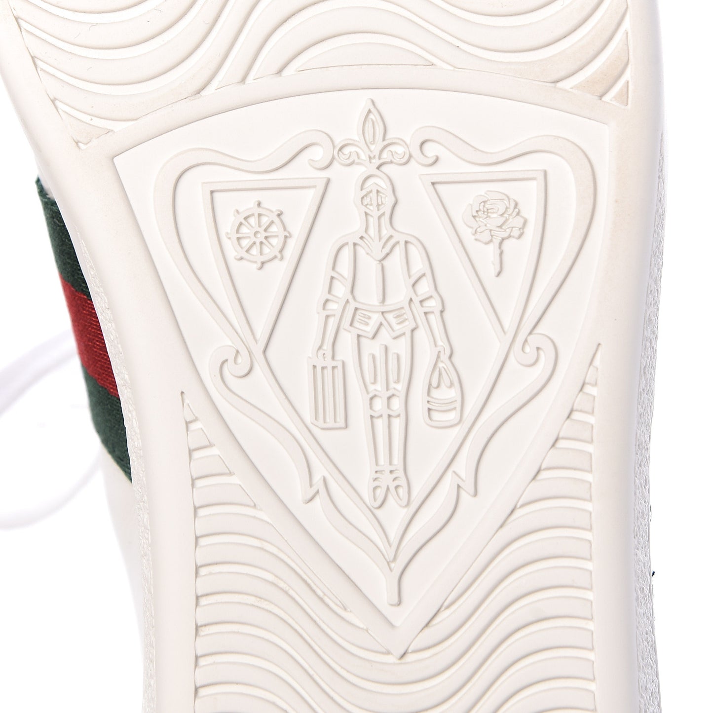 Calfskin Web Floral Embroidered Womens Ace Sneakers 37.5 White