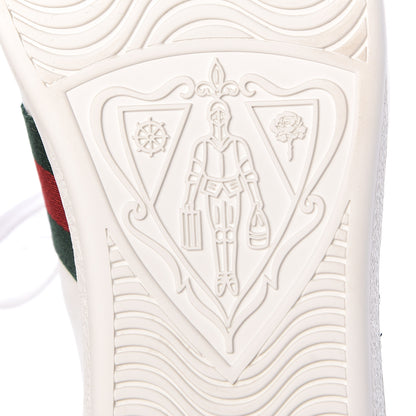 Gucci Calfskin Web Floral Embroidered Womens Ace Sneakers 37.5 White 8 of 12