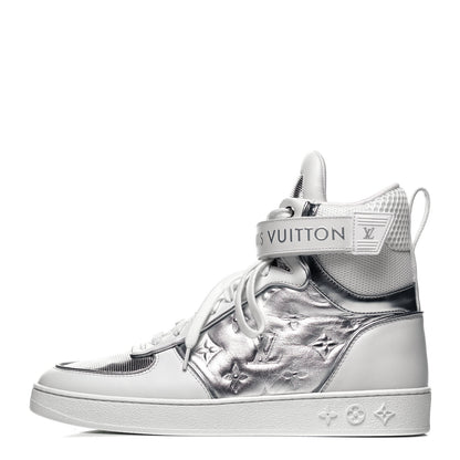 Louis Vuitton Metallic Calfskin Embossed Monogram Boombox Sneakers 39 White Silver 1 of 7