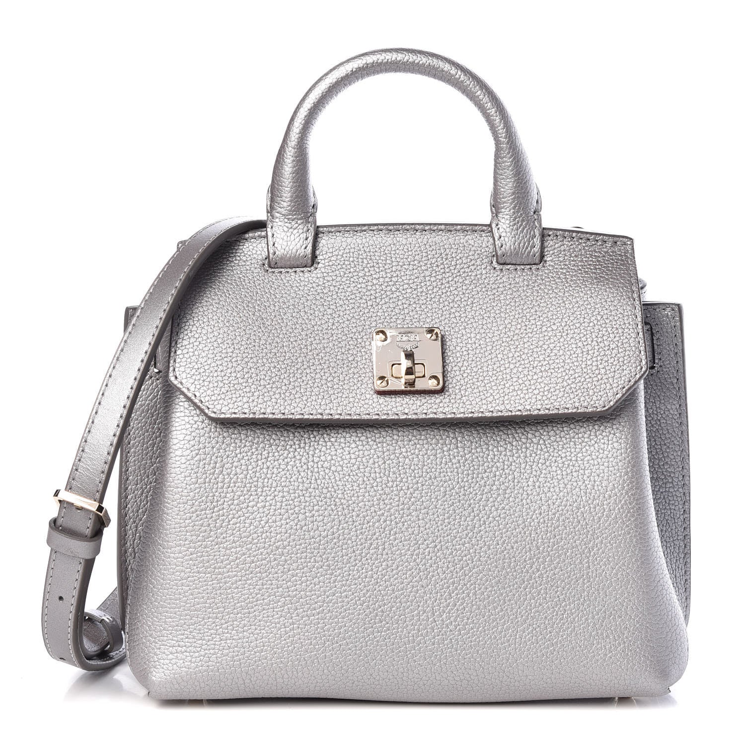 MCM Grained Calfskin Milla Crossbody Spike Silver 1 of 7