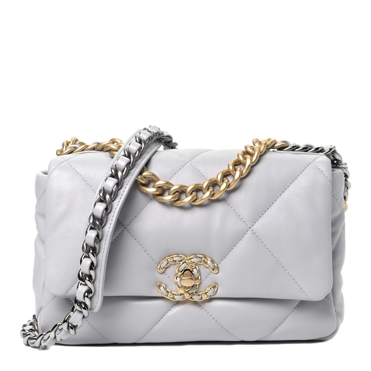 Lambskin Quilted Medium Chanel 19 Flap Grey