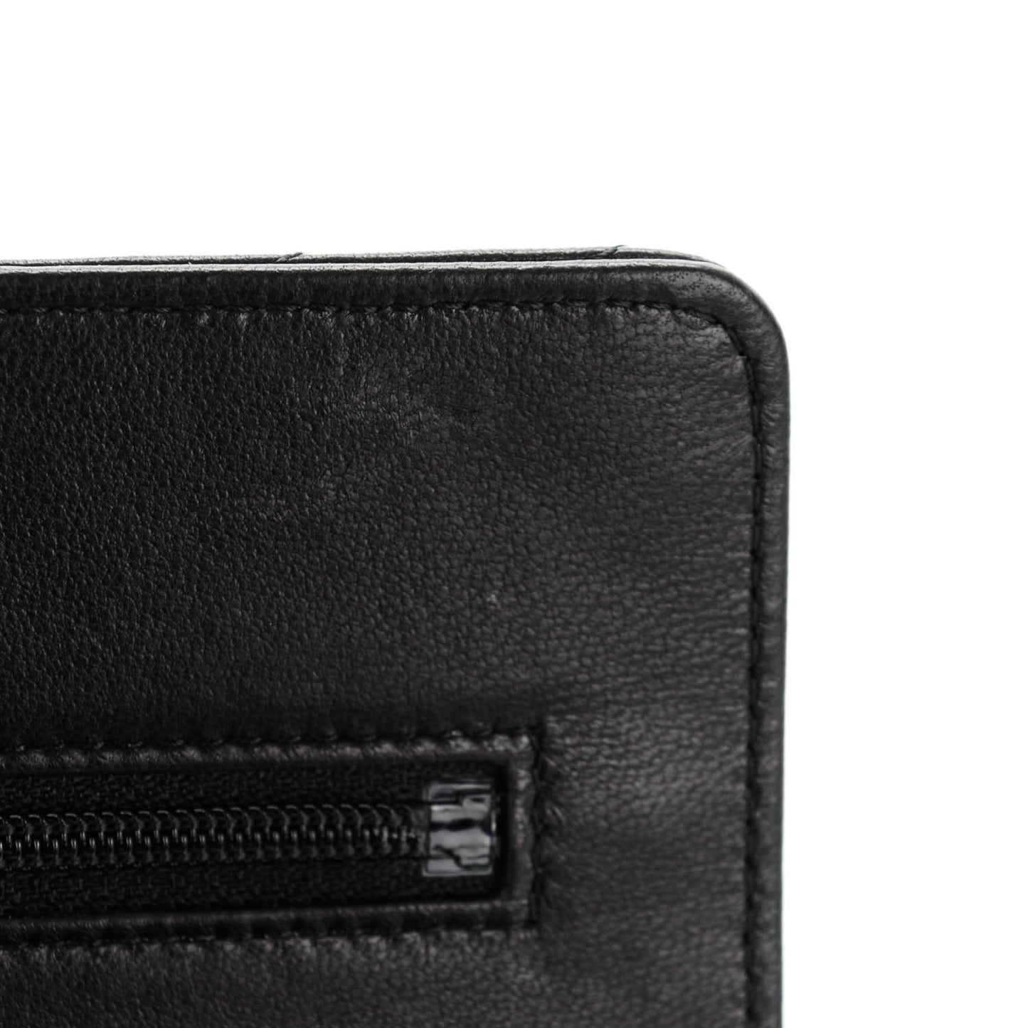 Lambskin Chevron Wallet On Chain WOC Black