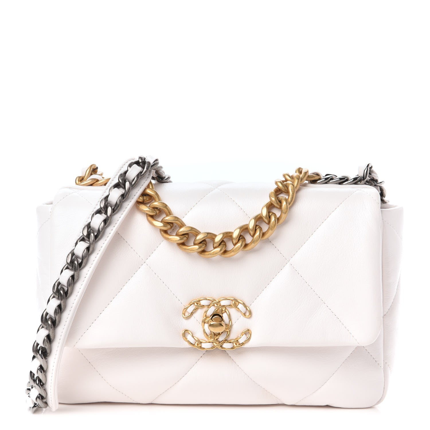Chanel Lambskin Quilted Medium 19 Flap White 1 of 11
