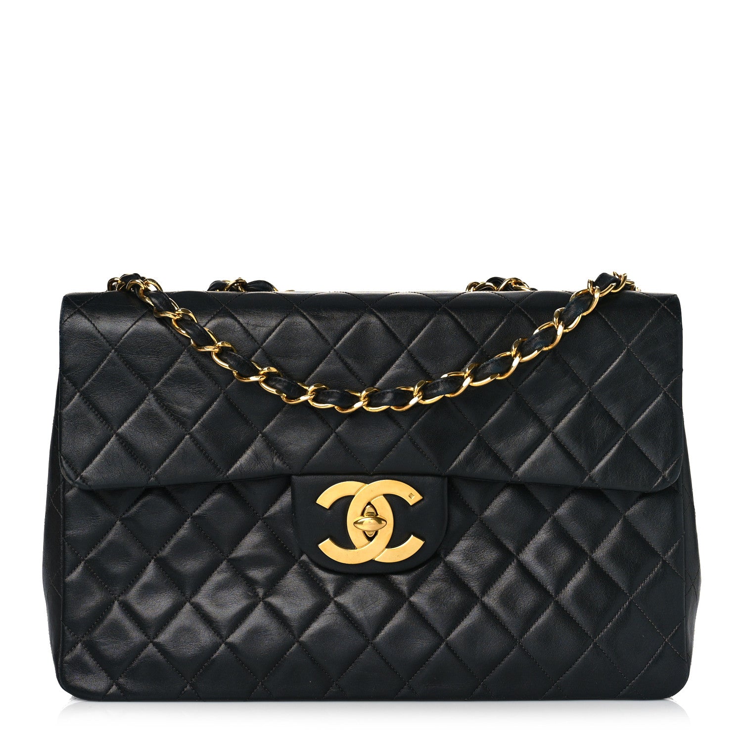 Chanel Lambskin Quilted XL Jumbo Single Flap Black 1 of 11