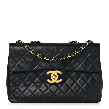 Chanel Lambskin Quilted XL Jumbo Single Flap Black 1 of 11