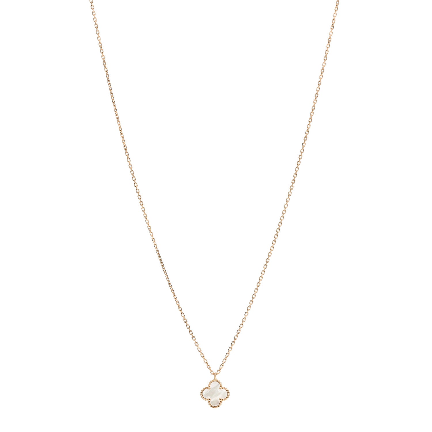 Van Cleef & Arpels 18K Yellow Gold Mother of Pearl Sweet Alhambra Pendant Necklace 1 of 7