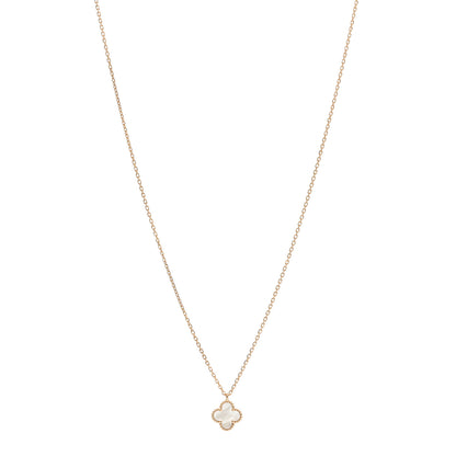 Van Cleef & Arpels 18K Yellow Gold Mother of Pearl Sweet Alhambra Pendant Necklace 1 of 7