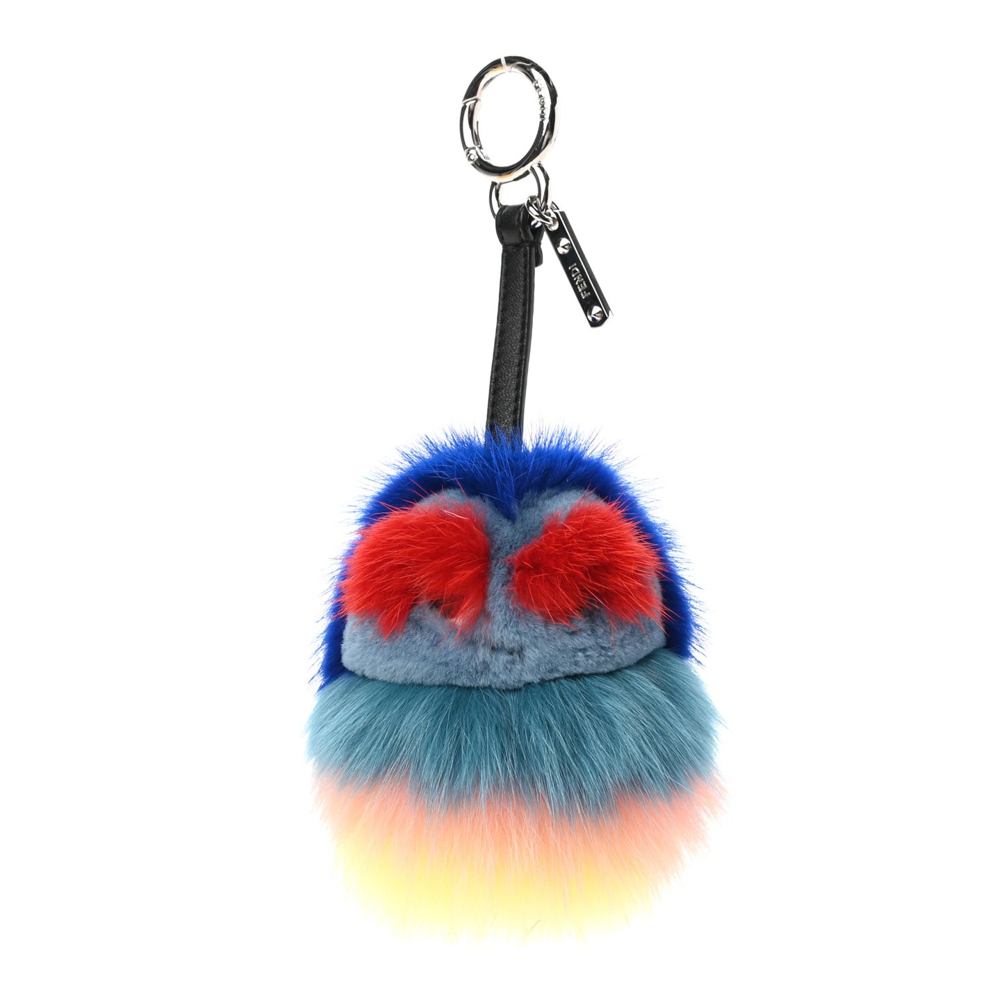 Mink Fox Fur Kid Monster Bag Bug Charm Blue Multicolor