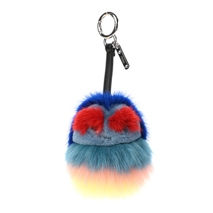 Fendi Mink Fox Fur Kid Monster Bag Bug Charm Blue Multicolor 1 of 4
