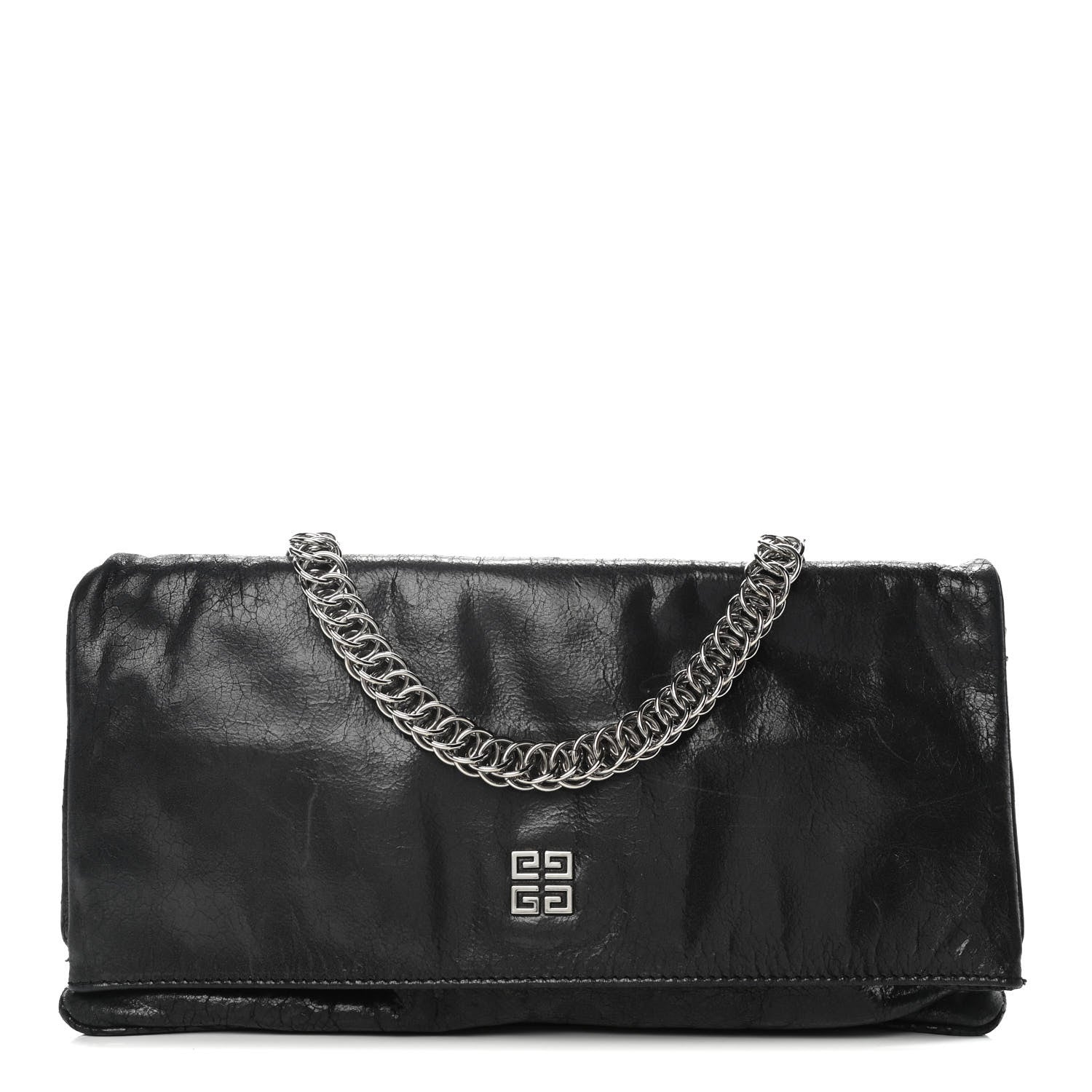 Givenchy Crinkled Patent Envelope Folded Clutch Black 1 of 13