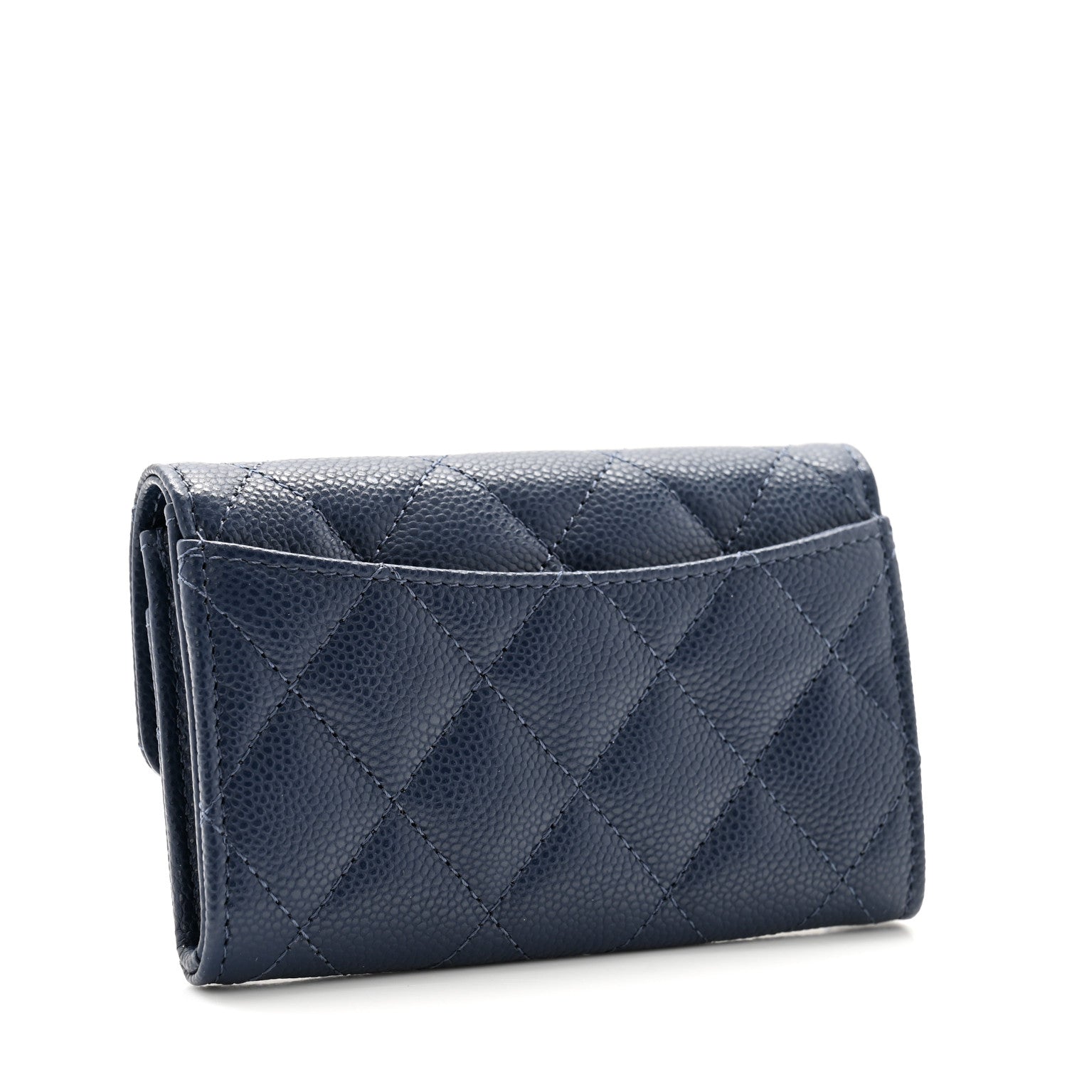 Chanel Caviar Quilted Flap Card Holder Wallet Dark Blue 3 of 10
