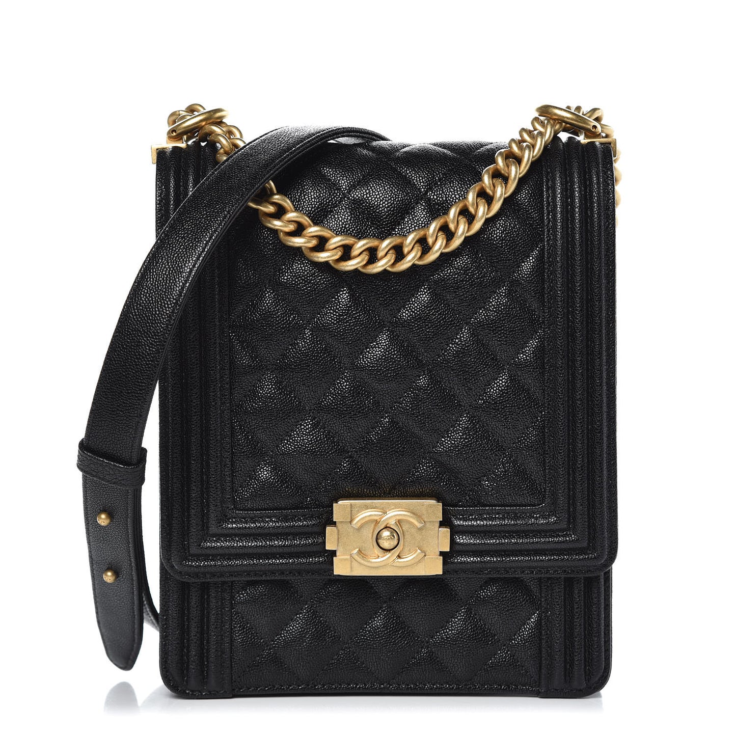 Caviar Quilted North South Boy Flap Black