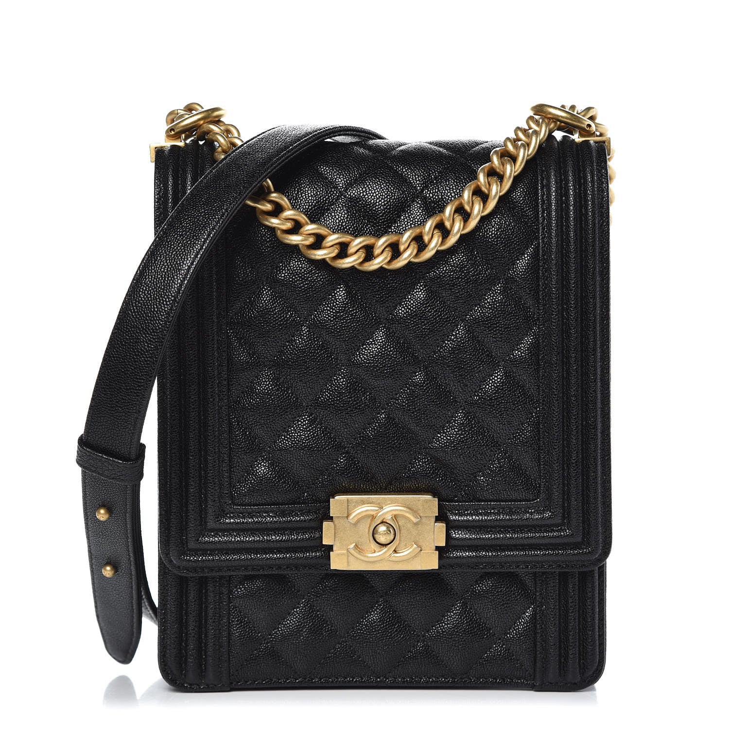 Chanel Caviar Quilted North South Boy Flap Black 1 of 10