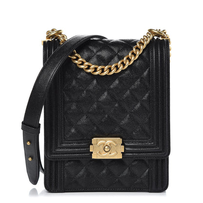 Chanel Caviar Quilted North South Boy Flap Black 1 of 10