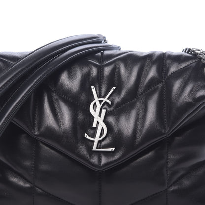 Saint Laurent Lambskin Quilted Small Loulou Puffer Monogram Chain Satchel Black 9 of 9
