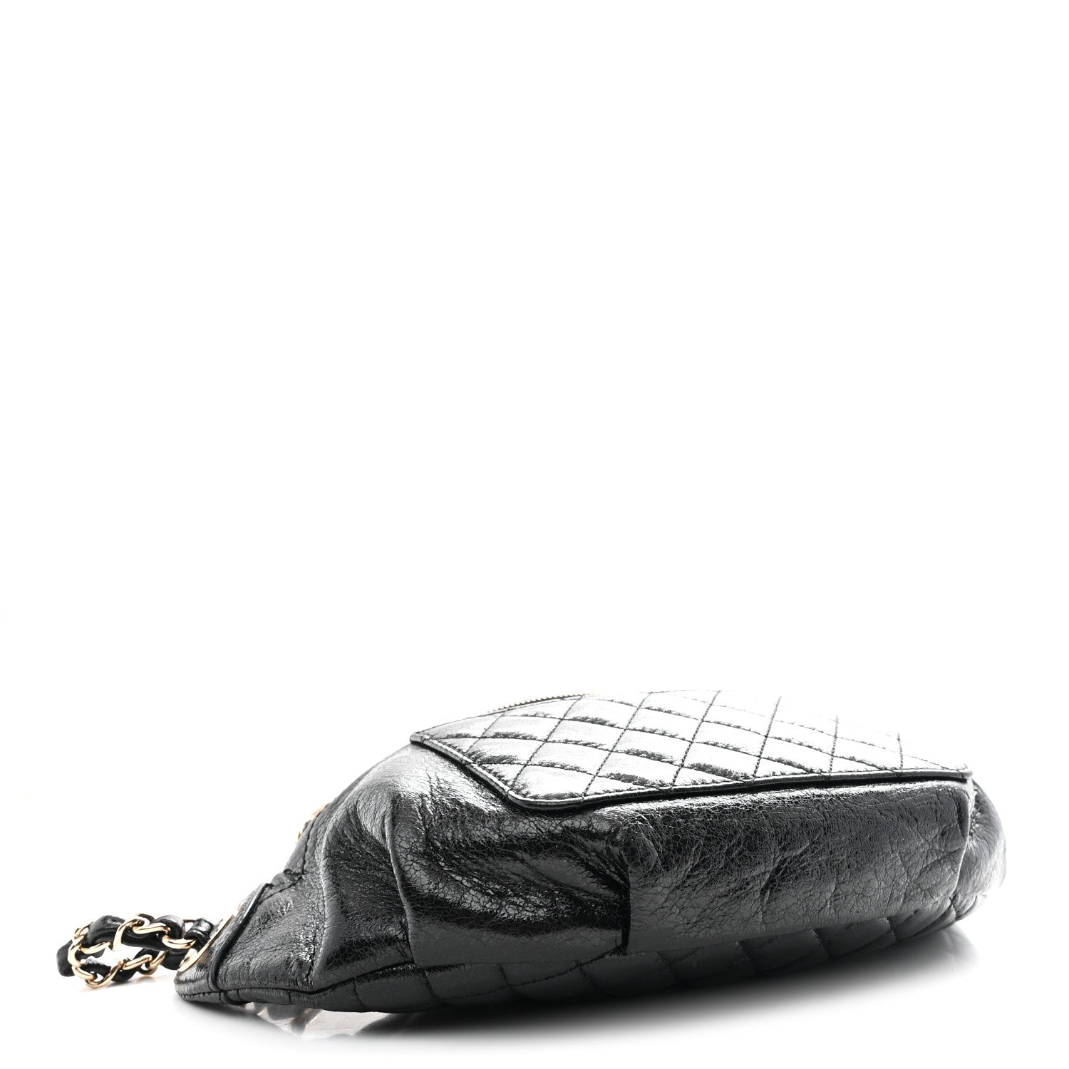 Chanel Crumpled Glazed Lambskin Quilted Waist Bag Fanny Pack Black 4 of 10