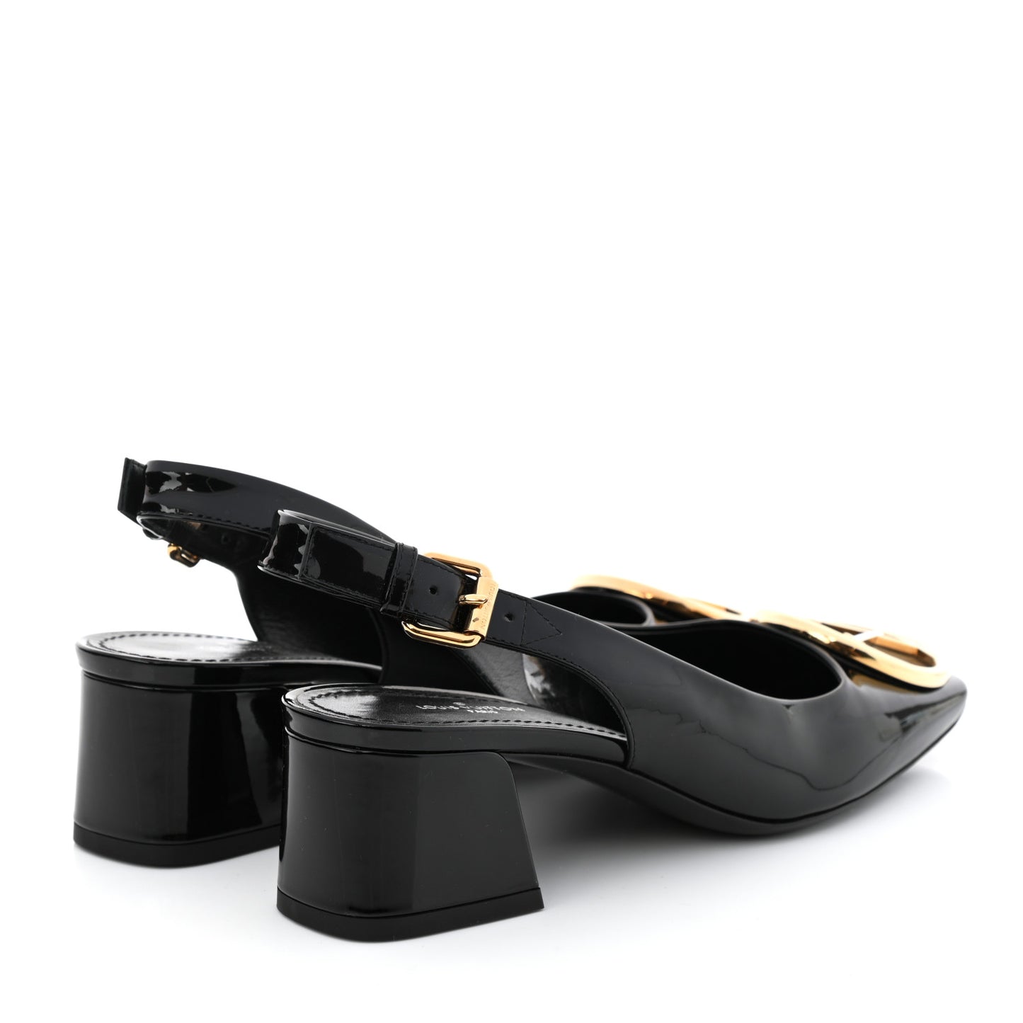 Patent Calfskin Madeleine Slingback Pumps 37 Black