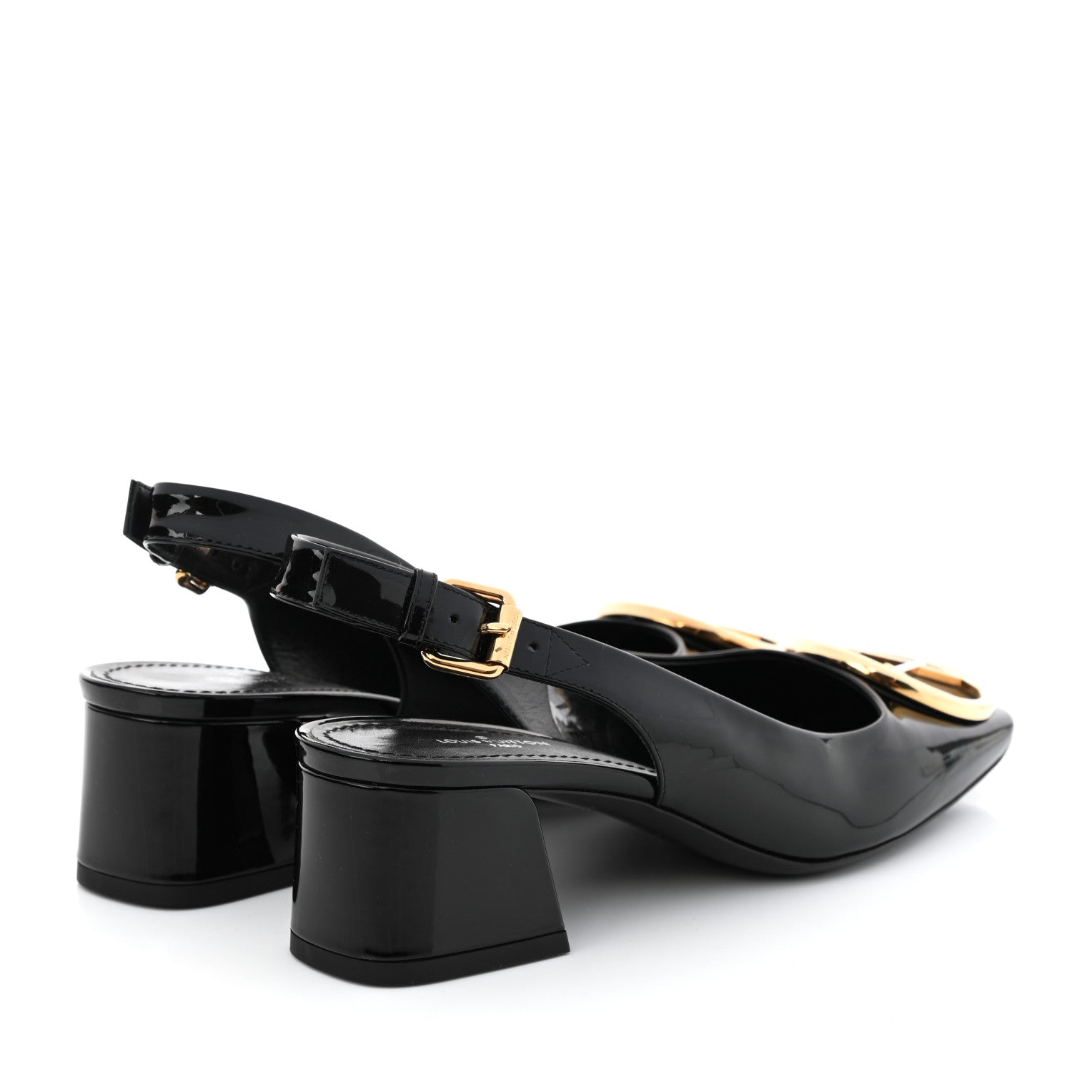Louis Vuitton Patent Calfskin Madeleine Slingback Pumps 37 Black 4 of 9