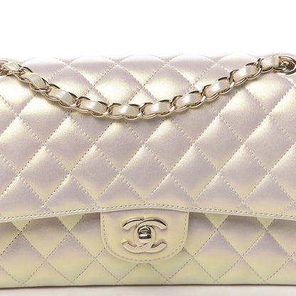 Chanel Iridescent Lambskin Quilted Medium Double Flap Ivory 10 of 10