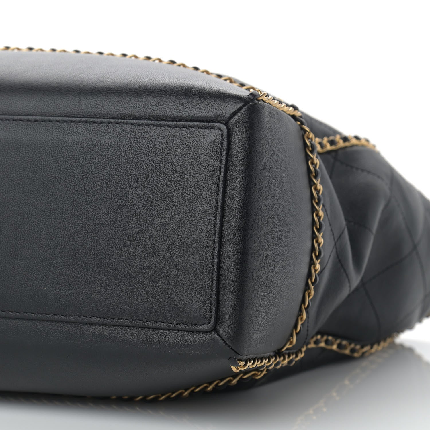Chanel Calfskin Quilted Chain Lines Shopping Tote Black 10 of 11