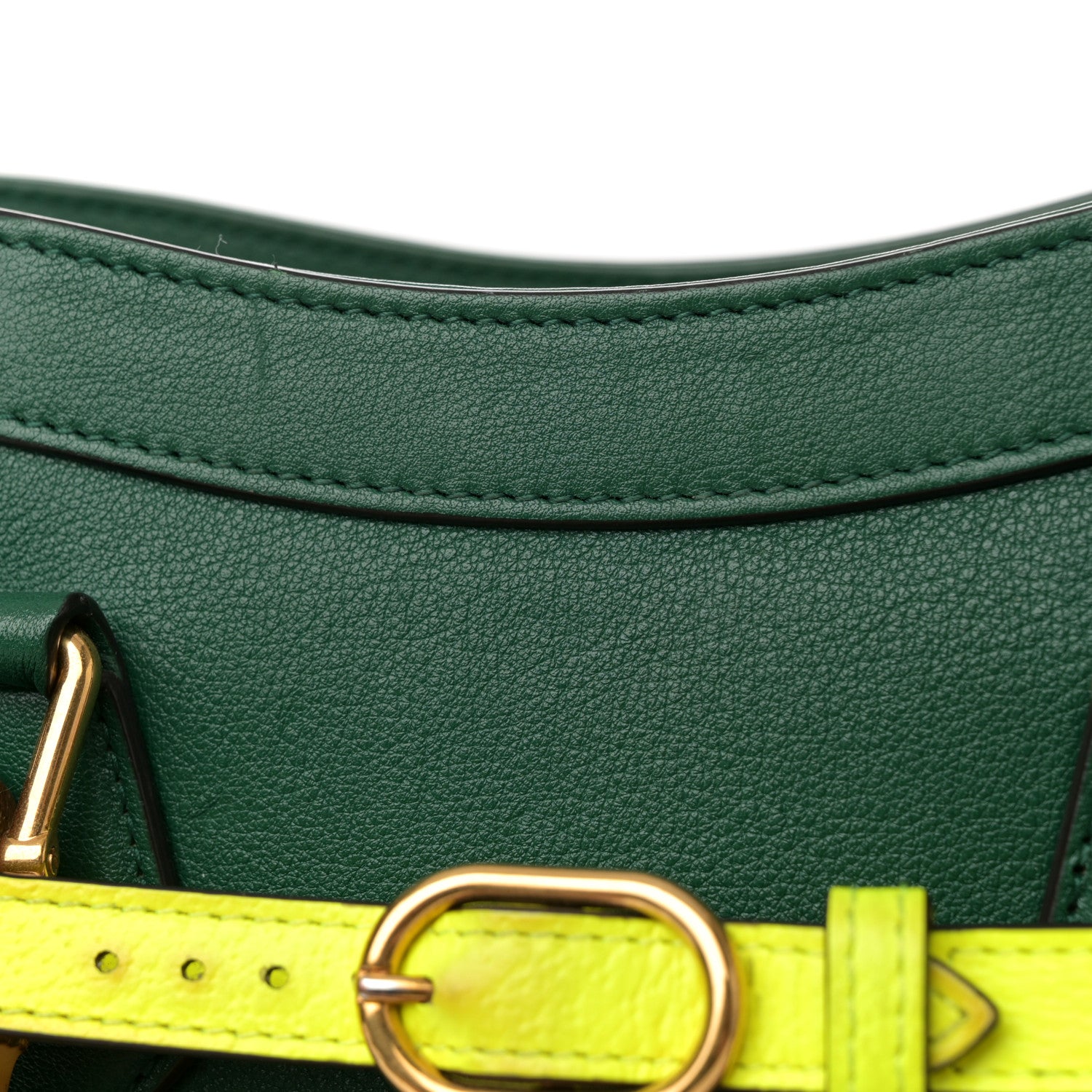 Gucci Wonka Grain Calfskin Small Diana Tote Bag Green Yellow Fluo 14 of 16