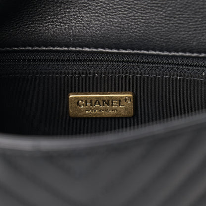 Chanel Calfskin Chevron Quilted Mini Rock The Corner Flap Black 6 of 11