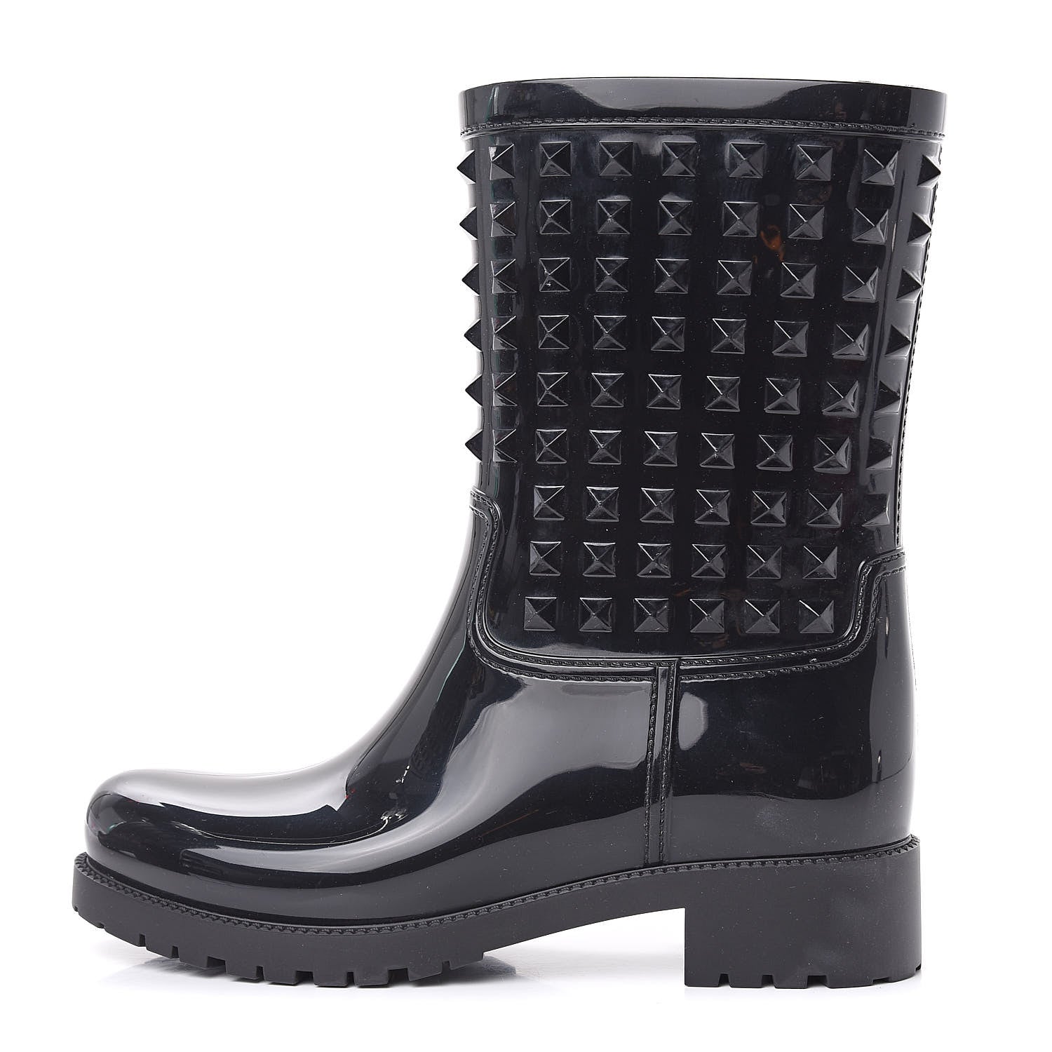 Valentino Garavani Rubber Rockstud Short Rainboots 39 Black 1 of 8