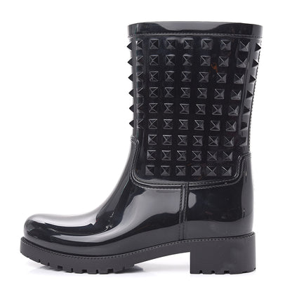 Valentino Garavani Rubber Rockstud Short Rainboots 39 Black 1 of 8