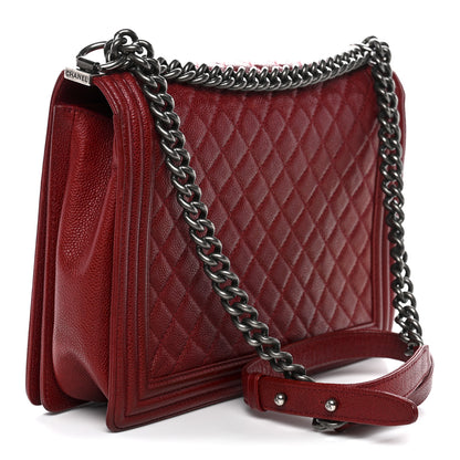 Chanel Caviar Quilted Large Boy Flap Dark Red 3 of 12