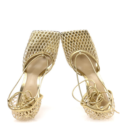 Bottega Veneta Mesh Nappa Stretch Ankle Tie 90mm Sandals 39 Gold 2 of 7