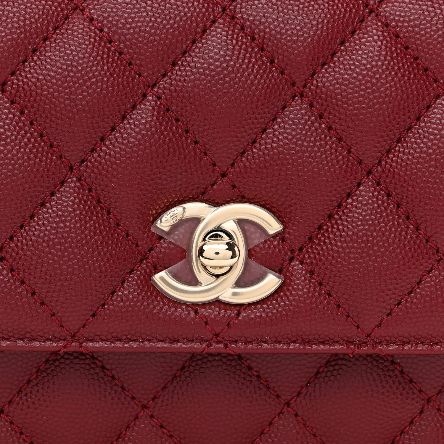Chanel Caviar Lizard Embossed Quilted Mini Coco Handle Flap Burgundy 8 of 11
