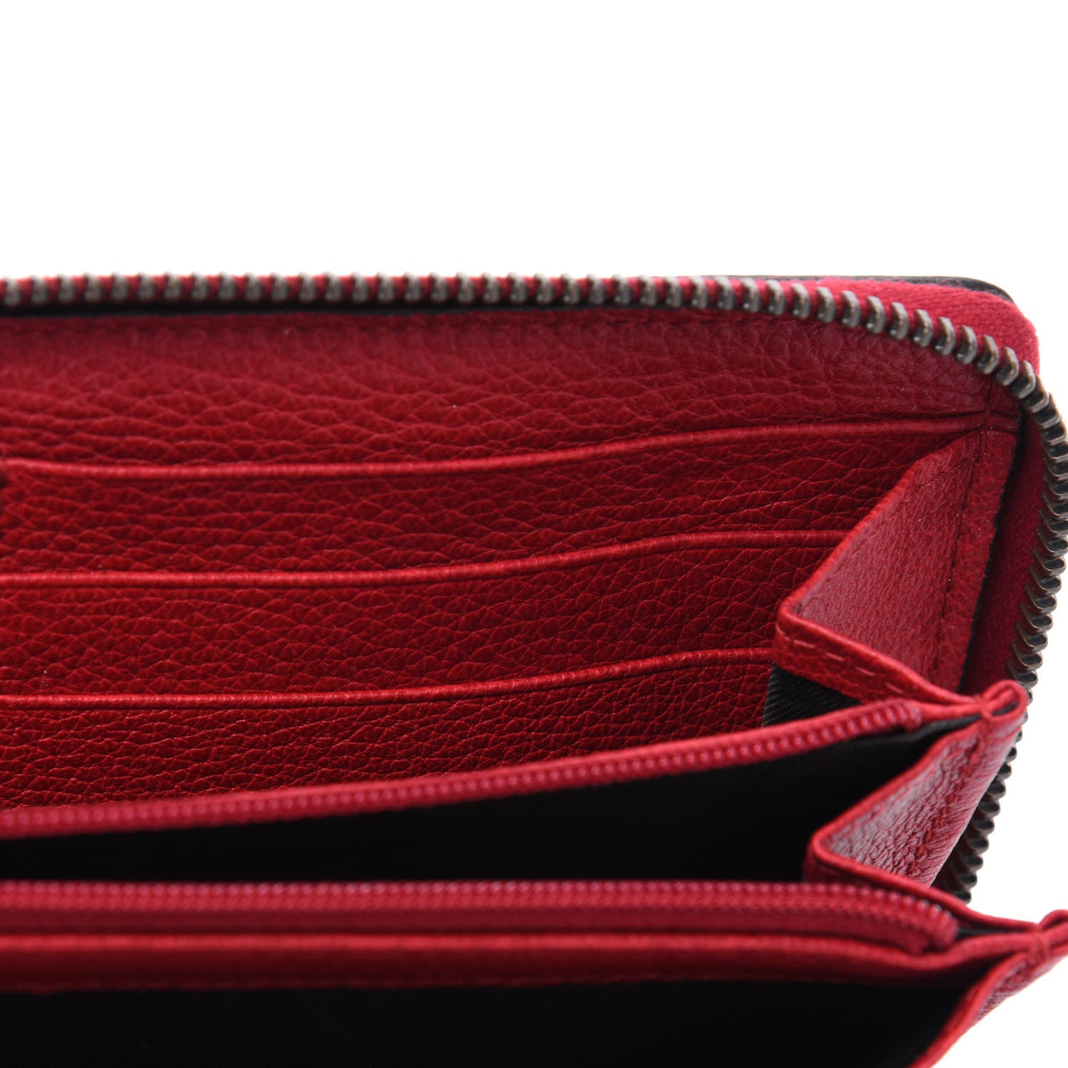 Gucci Cripto Calfskin Interlocking G Logo Zip Around Wallet Hibiscus Red Giallo Black Green Red 9 of 15