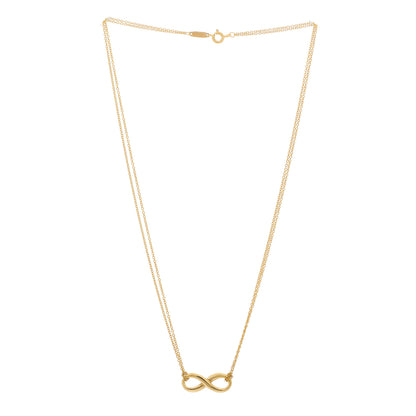 Tiffany 18K Yellow Gold Infinity Double Chain Pendant Necklace 3 of 5