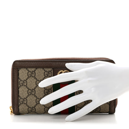 Gucci GG Supreme Monogram Web Ophidia Zip Around Wallet Brown 2 of 10