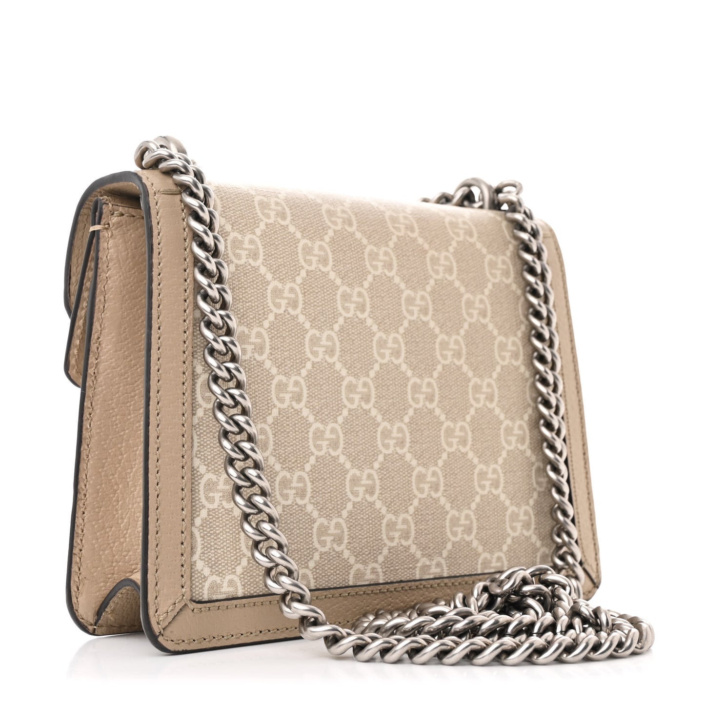 GG Supreme Monogram Textured Dollar Calfskin Mini Dionysus Shoulder Bag Beige Mystic White Oatmeal