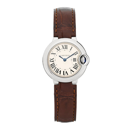 Cartier Stainless Steel Alligator 28mm Ballon Bleu De Cartier Quartz Watch Brown 1 of 4