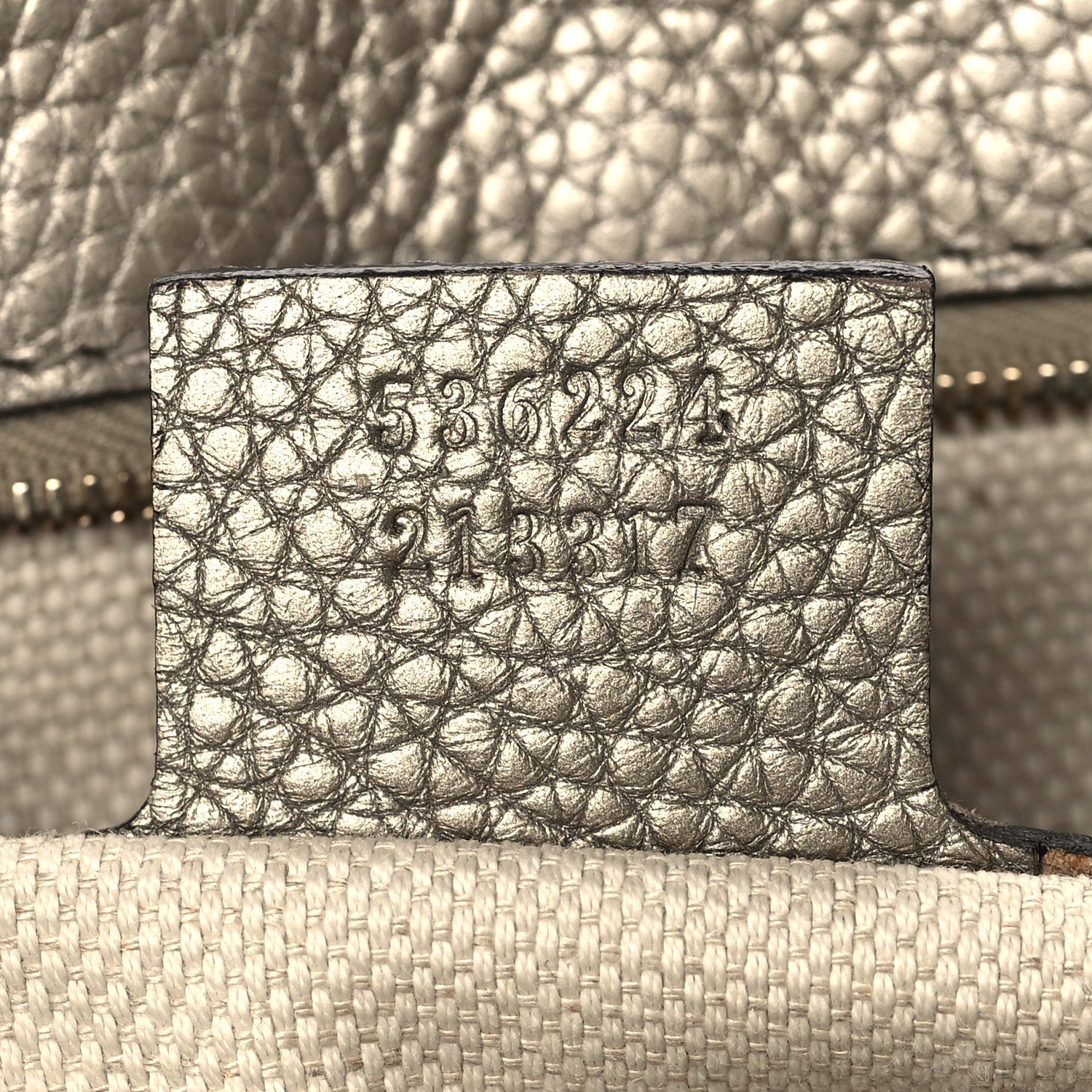 Gucci Metallic Pebbled Calfskin Medium Soho Flap Crossbody Golden Beige 7 of 7
