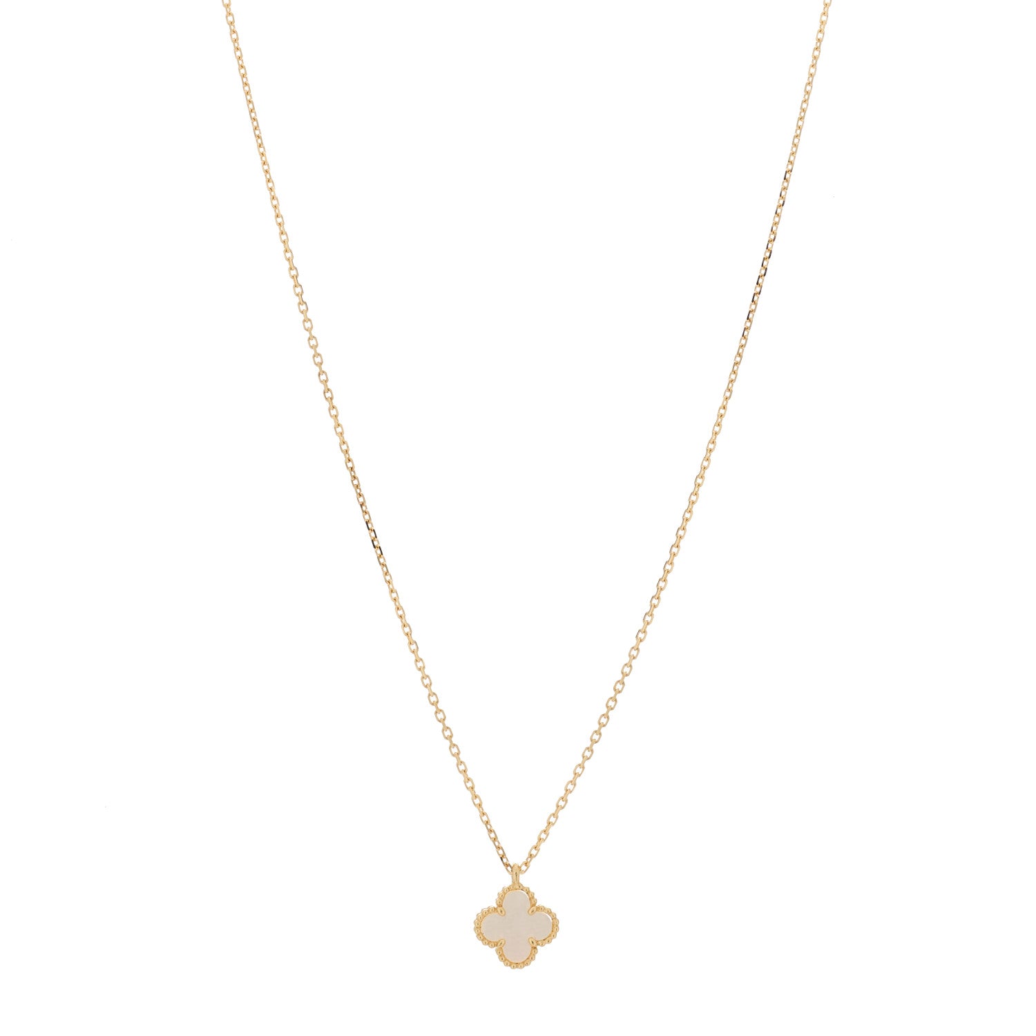 Van Cleef & Arpels 18K Yellow Gold Mother of Pearl Sweet Alhambra Pendant Necklace 1 of 5