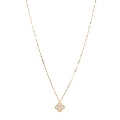 Van Cleef & Arpels 18K Yellow Gold Mother of Pearl Sweet Alhambra Pendant Necklace 1 of 5