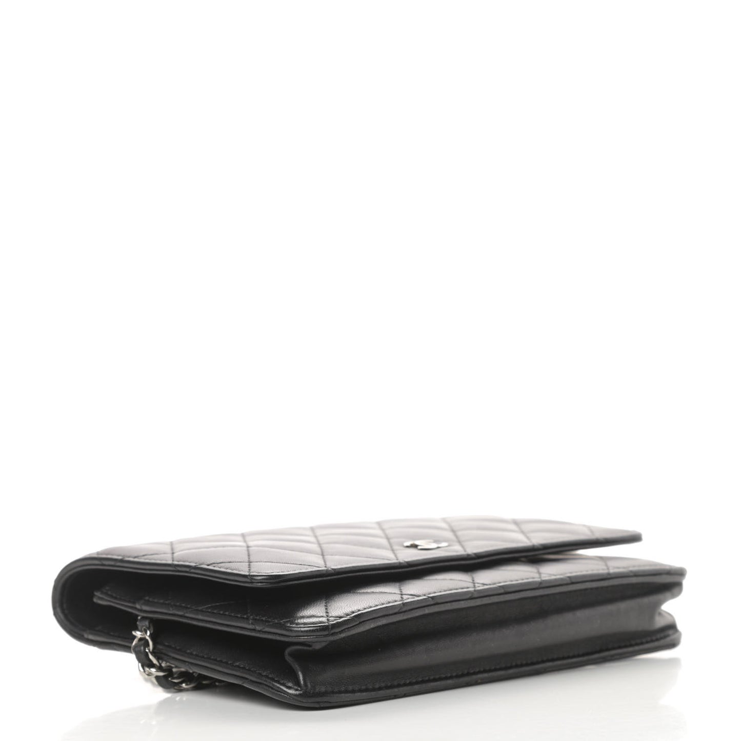 Lambskin Quilted Wallet On Chain WOC Black