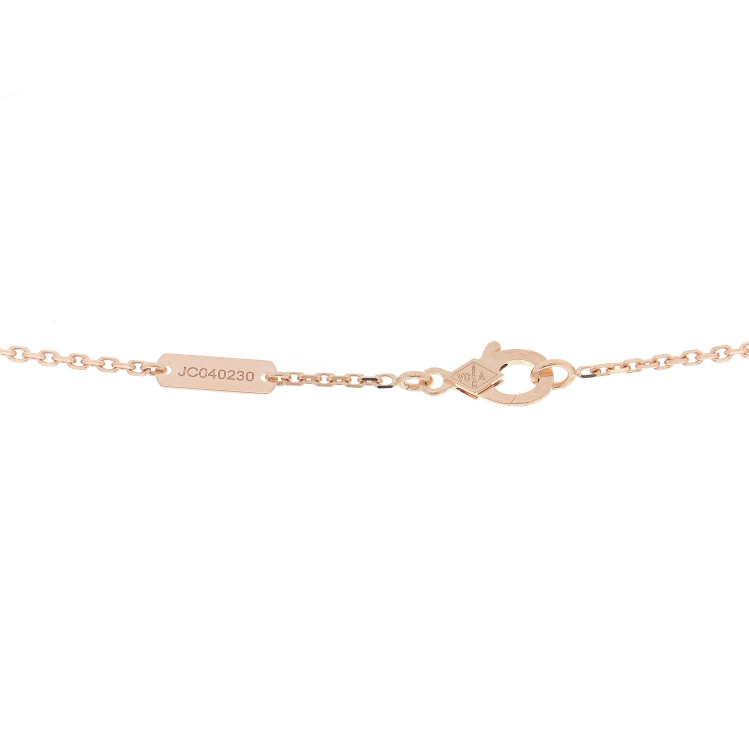 Van Cleef & Arpels 18K Rose Gold Diamond Rhodonite Vintage Alhambra Pendant Necklace 5 of 6