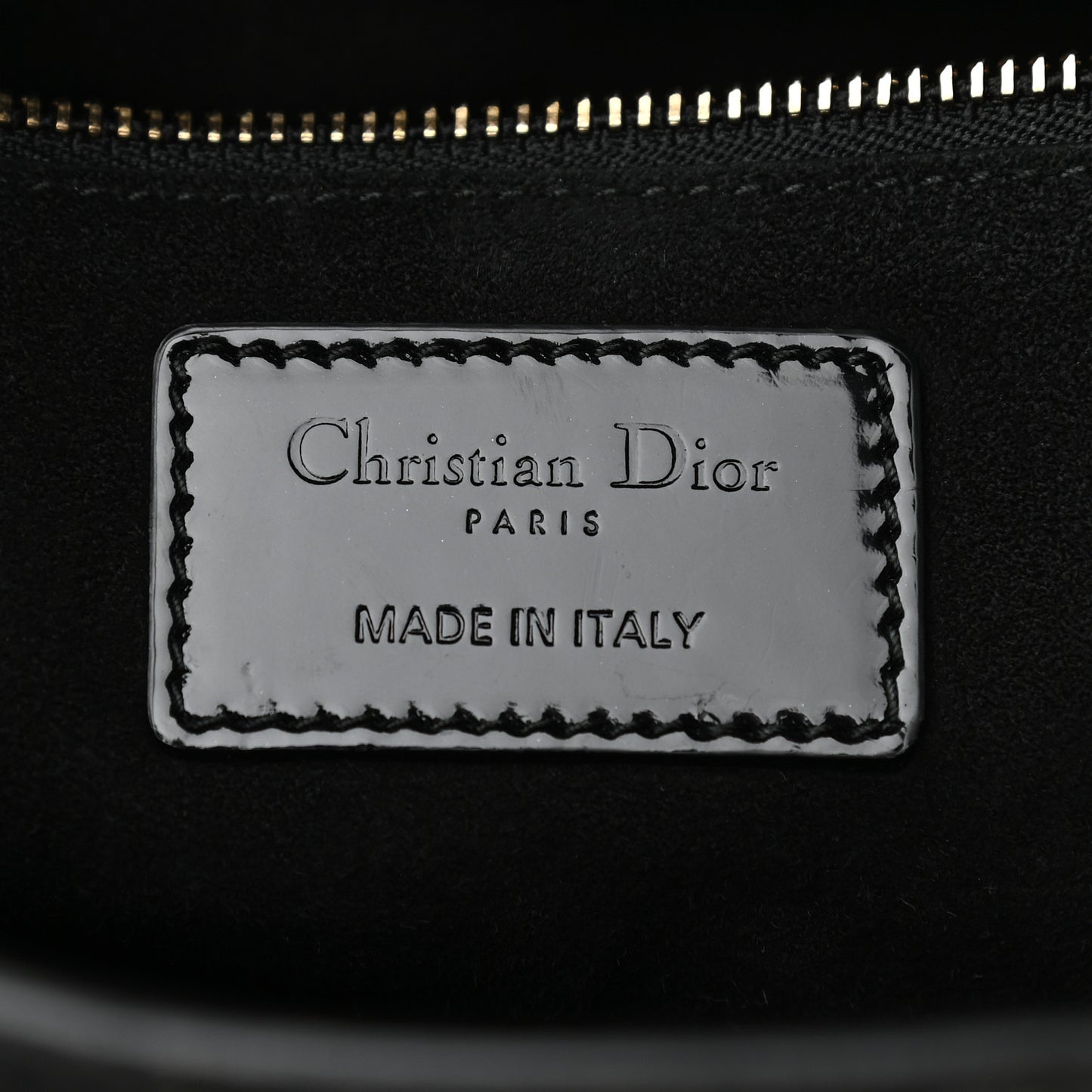 Patent Cannage Studded Large Lady Dior Black