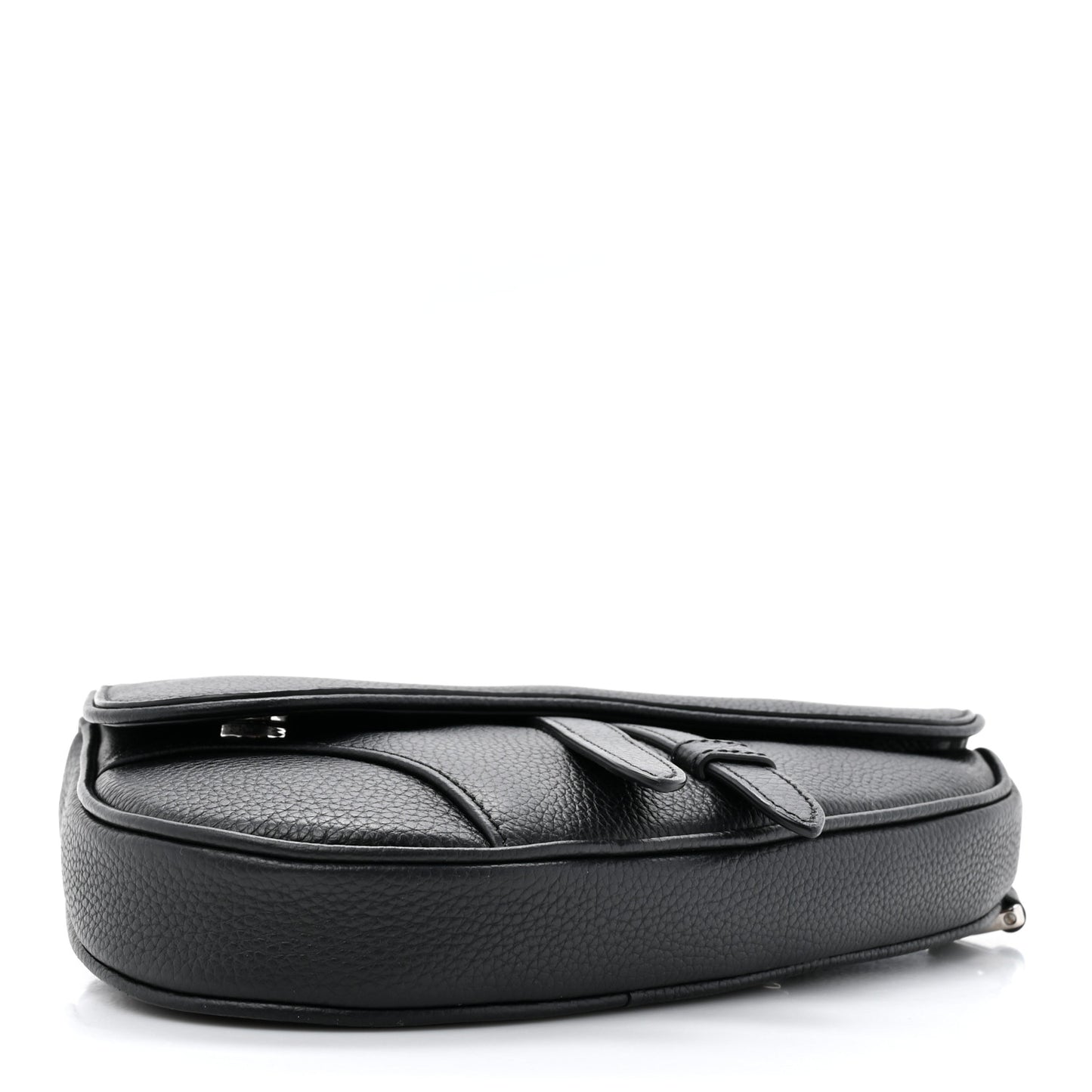 Grained Calfskin Mens Mini Saddle Bag Black
