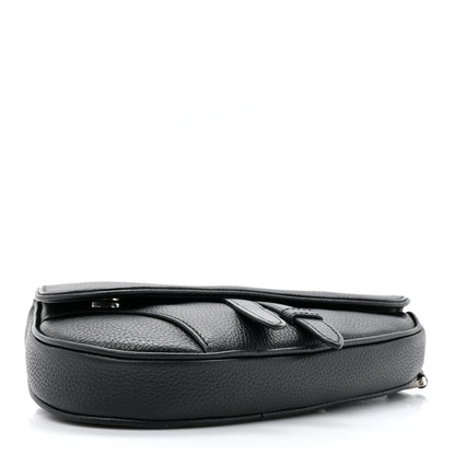 Christian Dior Grained Calfskin Mens Mini Saddle Bag Black 4 of 10