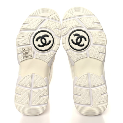 Chanel Suede Calfskin Fabric CC Sneakers 36 White 5 of 10