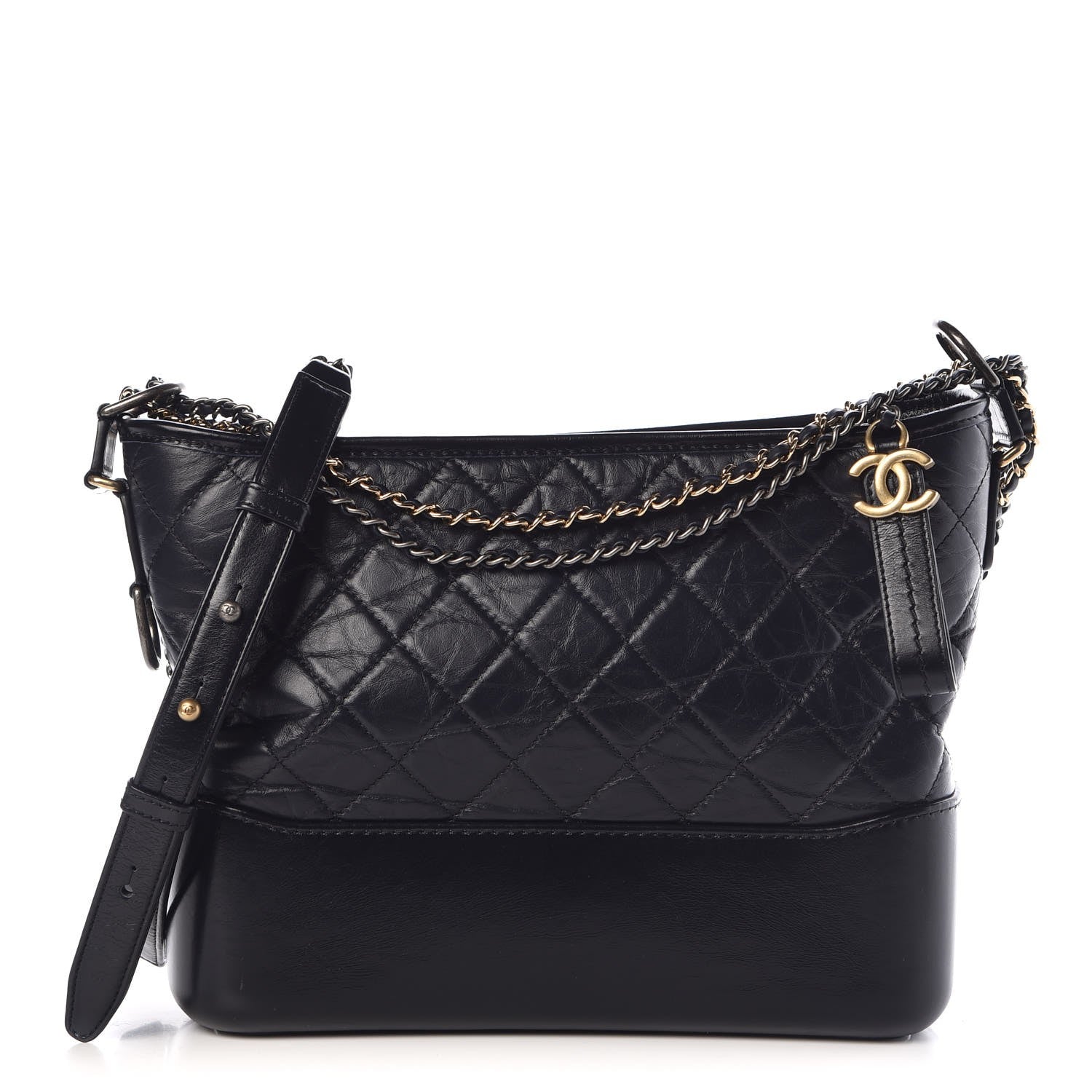 Chanel Aged Calfskin Quilted Medium Gabrielle Hobo Dark Navy Blue 1 of 7